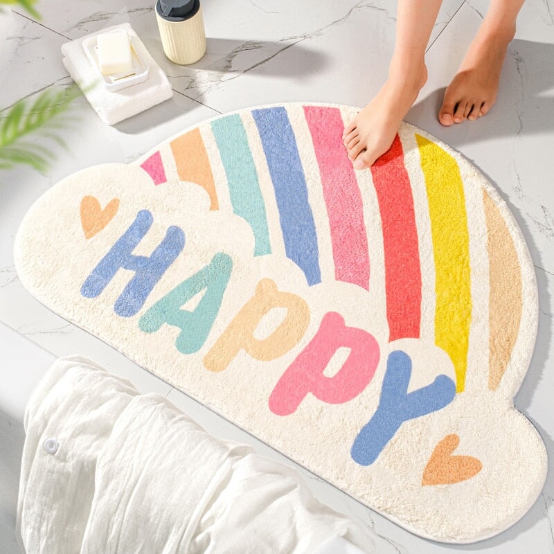 Happy Rainbow Cloud Non-Slip Bath Mat