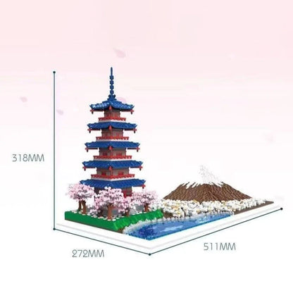 Mount. Chureito Pagoda & Japan Mount. Fuji Nano Building Blocks