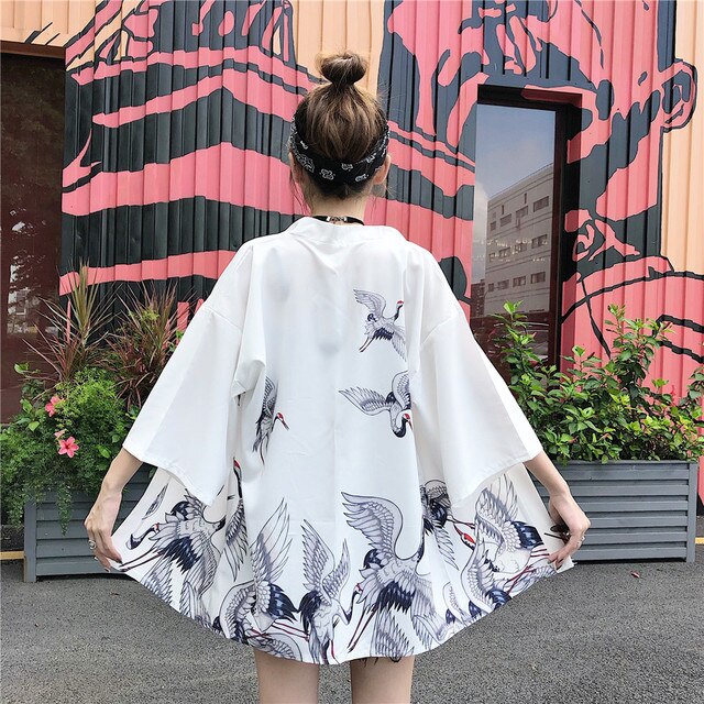 Japanese Classic Crane Design Kimono