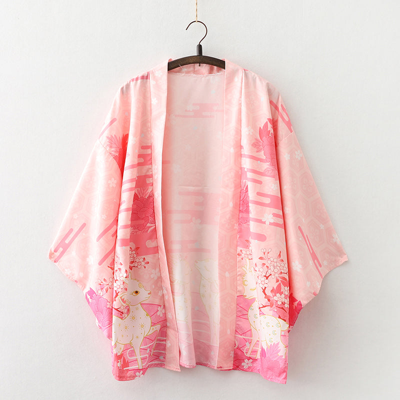 Japanese Lady Sakura Women Kimono Robe Cardigan