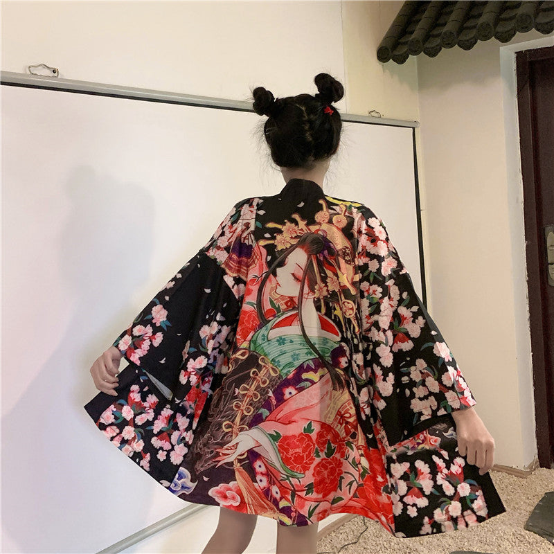 Japanese Lady Sakura Women Kimono Robe Cardigan