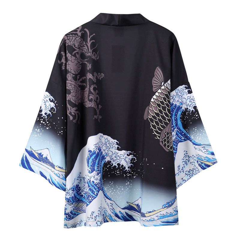 Japanese Magnificent Koi Kanagawa Waves Unisex Kimono