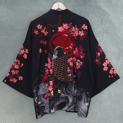 Japanese Magnificent Koi Kanagawa Waves Unisex Kimono