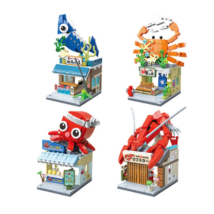 Japanese Seafood Street Stalls Micro Building Sets