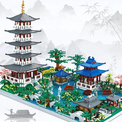 NEW Japanese Pagoda Temples Lake Village Nano Building Set