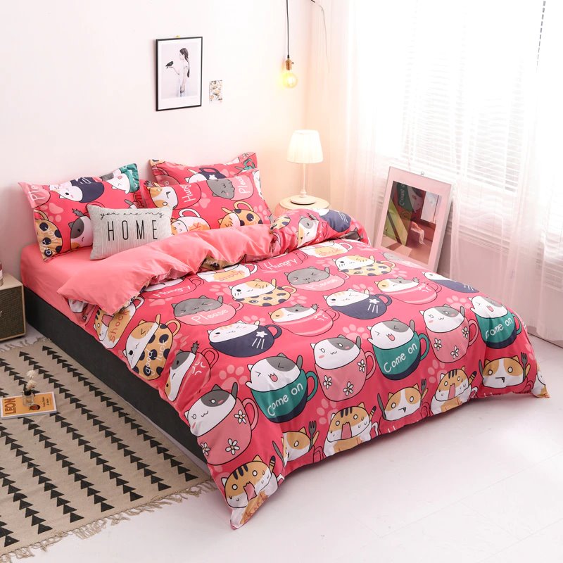 Japanese Pink Cats Bedding Set   -  Limited Stock