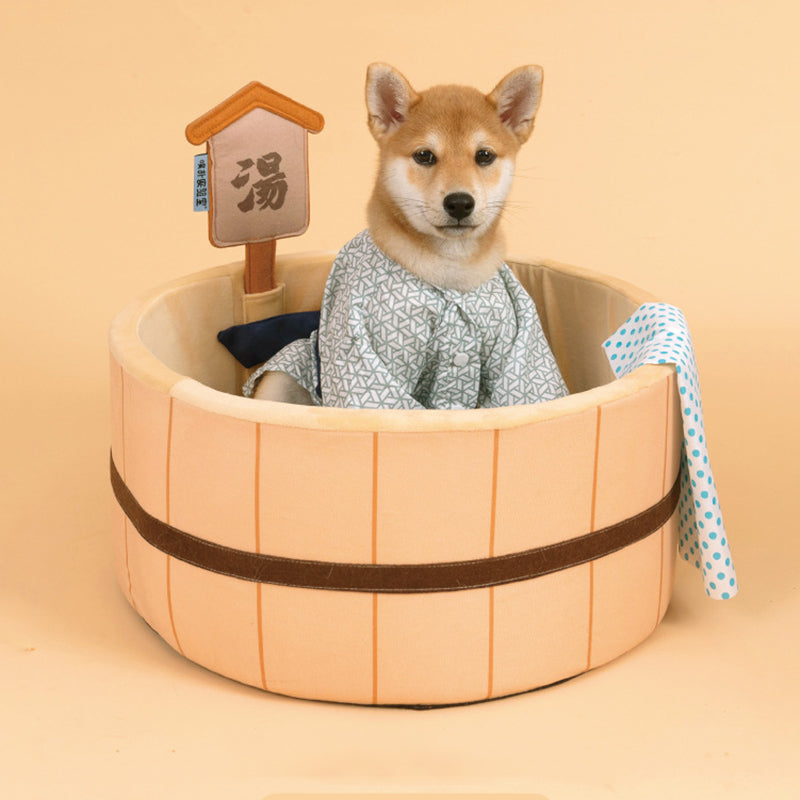 Japanese Plush Bathtub Basket Cat Dog Bed