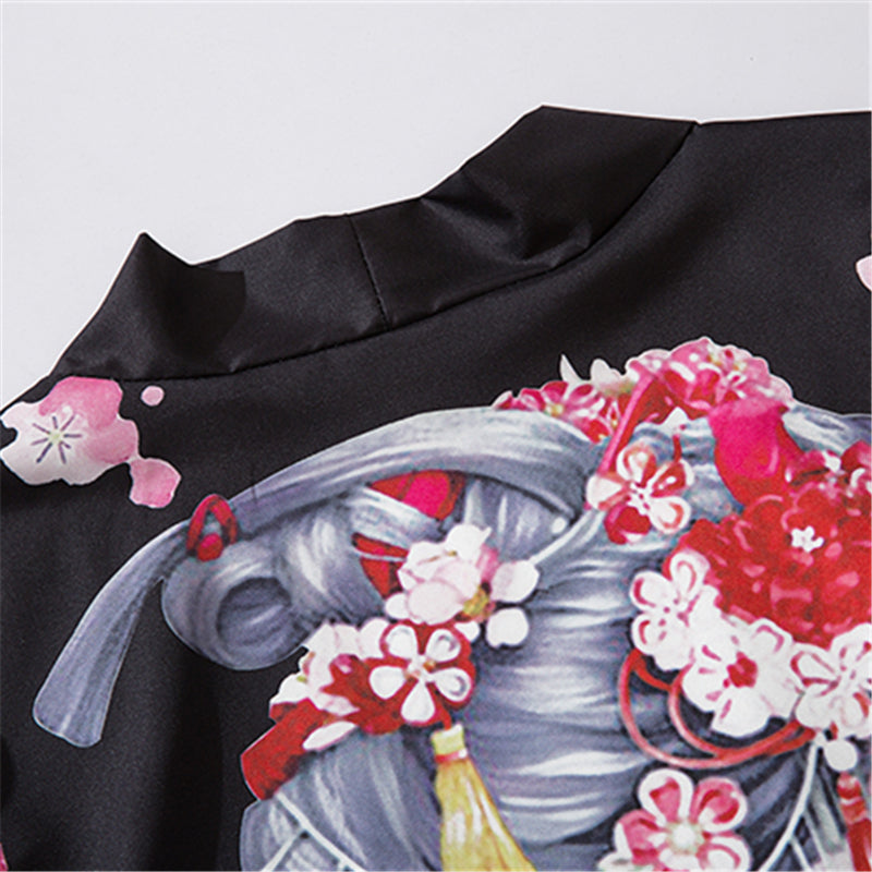 Flower fish print on sale kimono style jacket