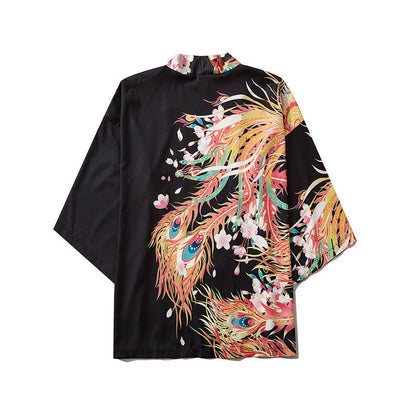 Japanese-themed Crane Peacock Waves High-quality Unisex Kimono
