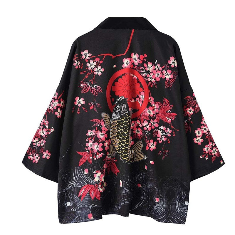 Japanese Women Kimono Koi and Cranes