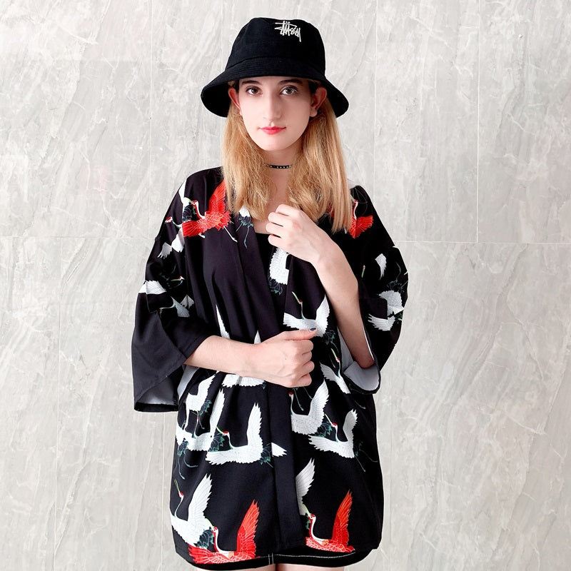 Japanese Women Kimono Koi and Cranes – Youeni