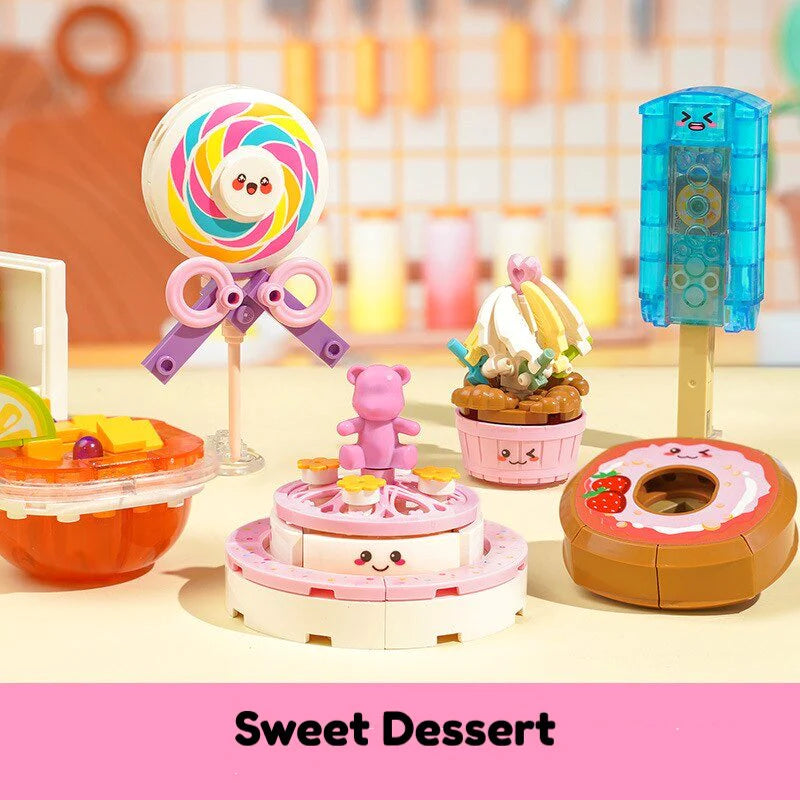 Juicy Burger Meal with Yummy Sweet Dessert Micro Sets