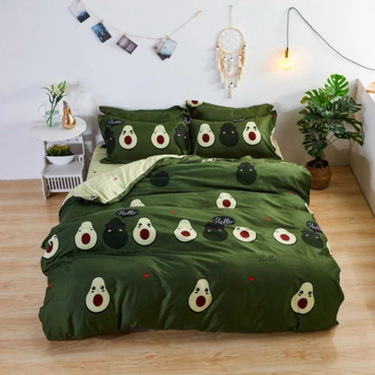 Kawaii Avocado Buddies Bedding Set