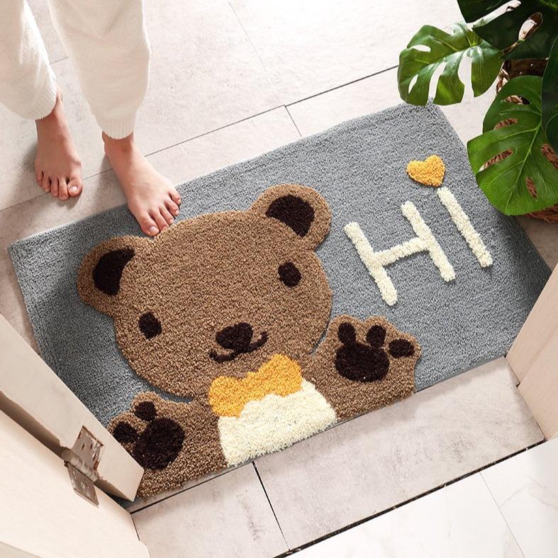 Kawaii Brown Paw Bear Bathroom Mat