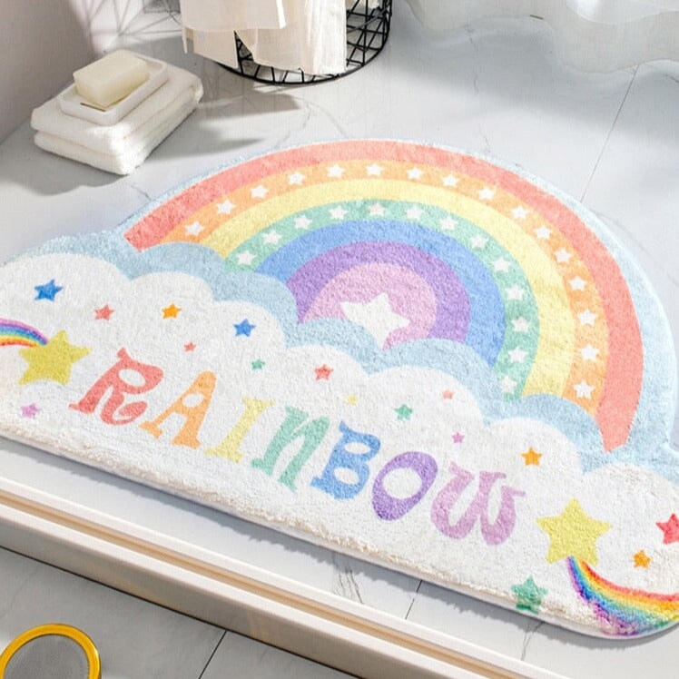 Kawaii Cloudy Rainbow Non-Slip Bath Mat