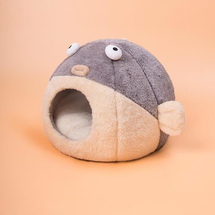 Kawaii Funny Pastel Pufferfish Cat Bed