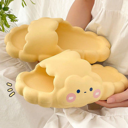 Kawaii Pastel Cloud Thick Sole Open-Toe Slippers