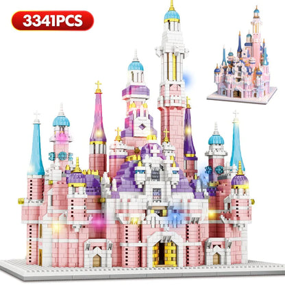 Kawaii Pink Princess Light up Palace Castle Nano Building Set