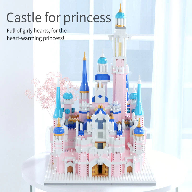 Kawaii Pink Princess Light up Palace Castle Nano Building Set