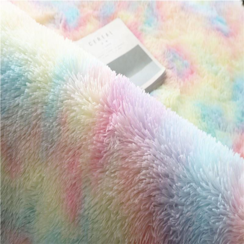 Kawaii Soft Faux Fur Rainbow Rug