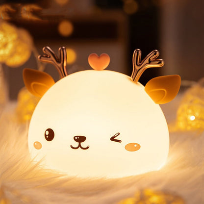Kawaii Winking Reindeer Head LED Night Light