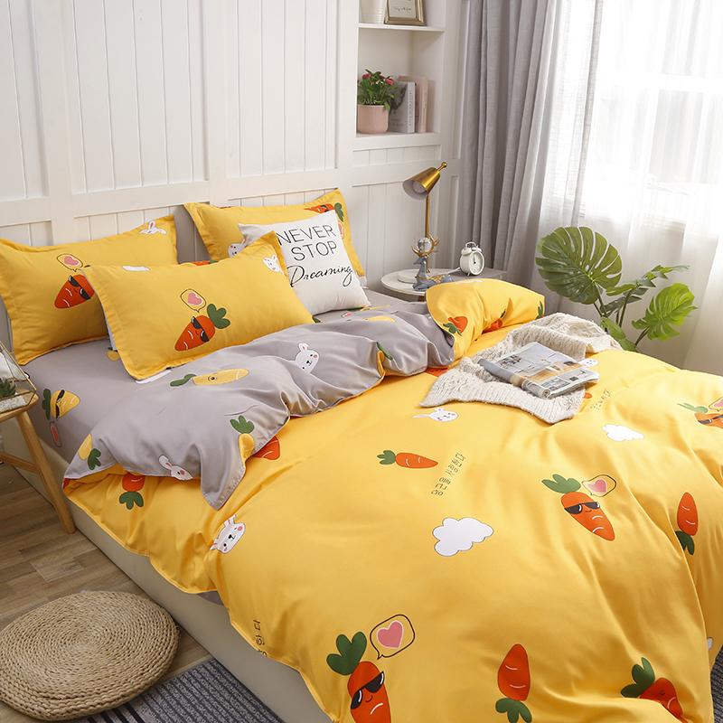 Korean Bunny and Carrot Print Supreme Polyester Bedding Set