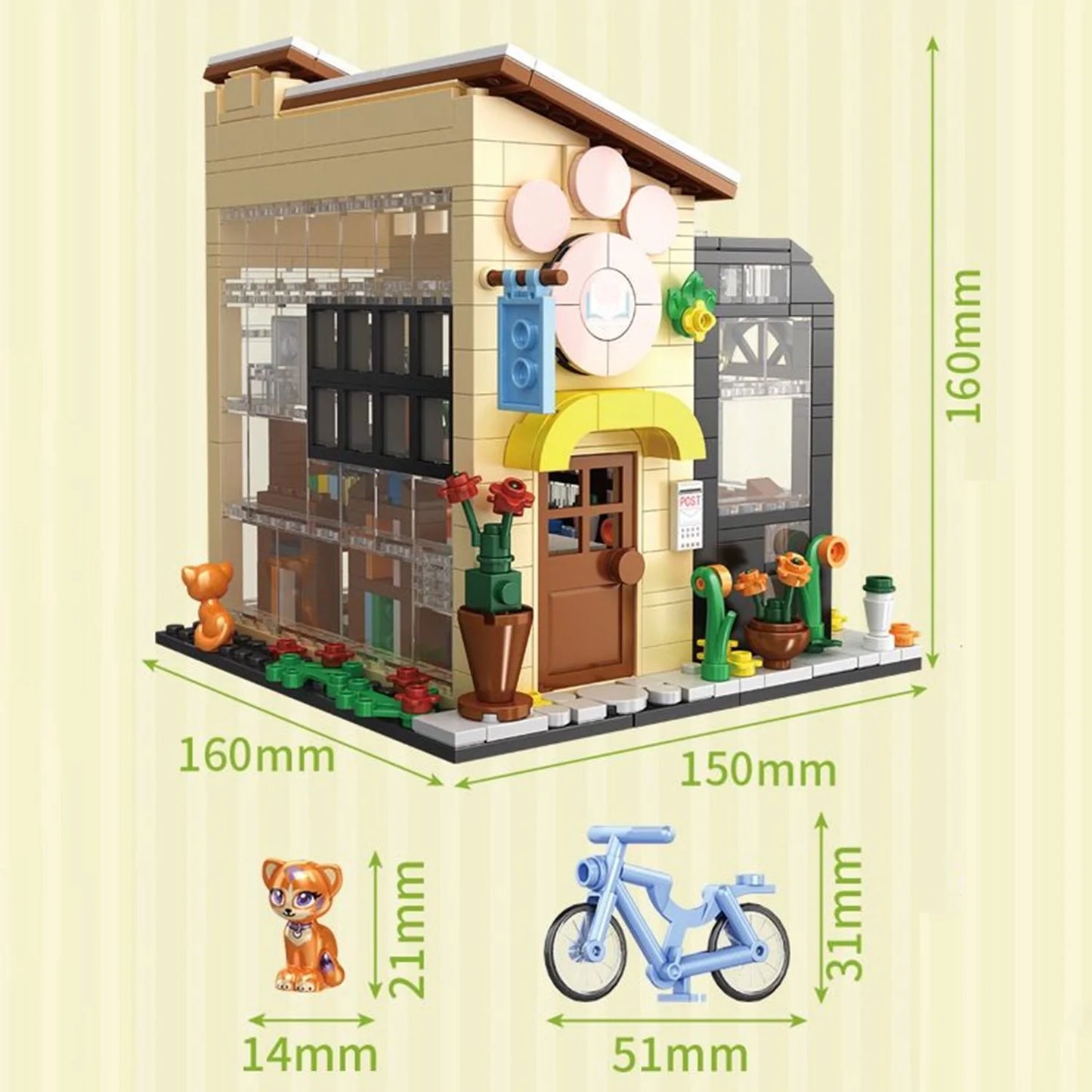 Light up Flower Cafe Shops Building Set Collection