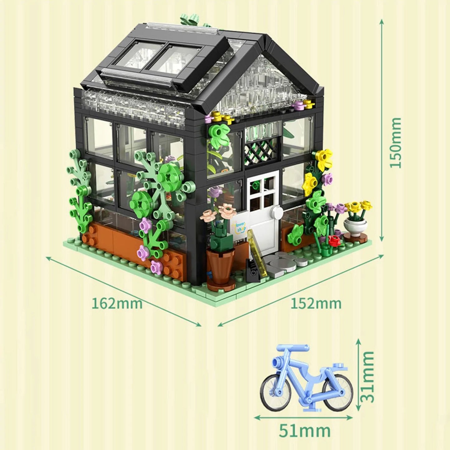 Light up Flower Cafe Shops Building Set Collection