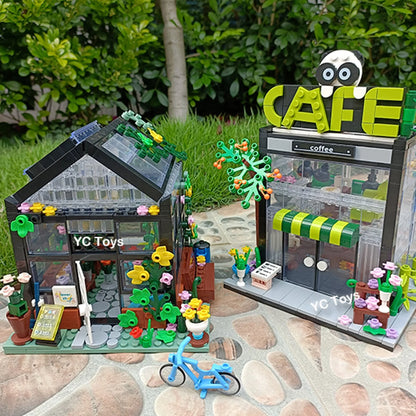 Light up Flower Cafe Shops Building Set Collection