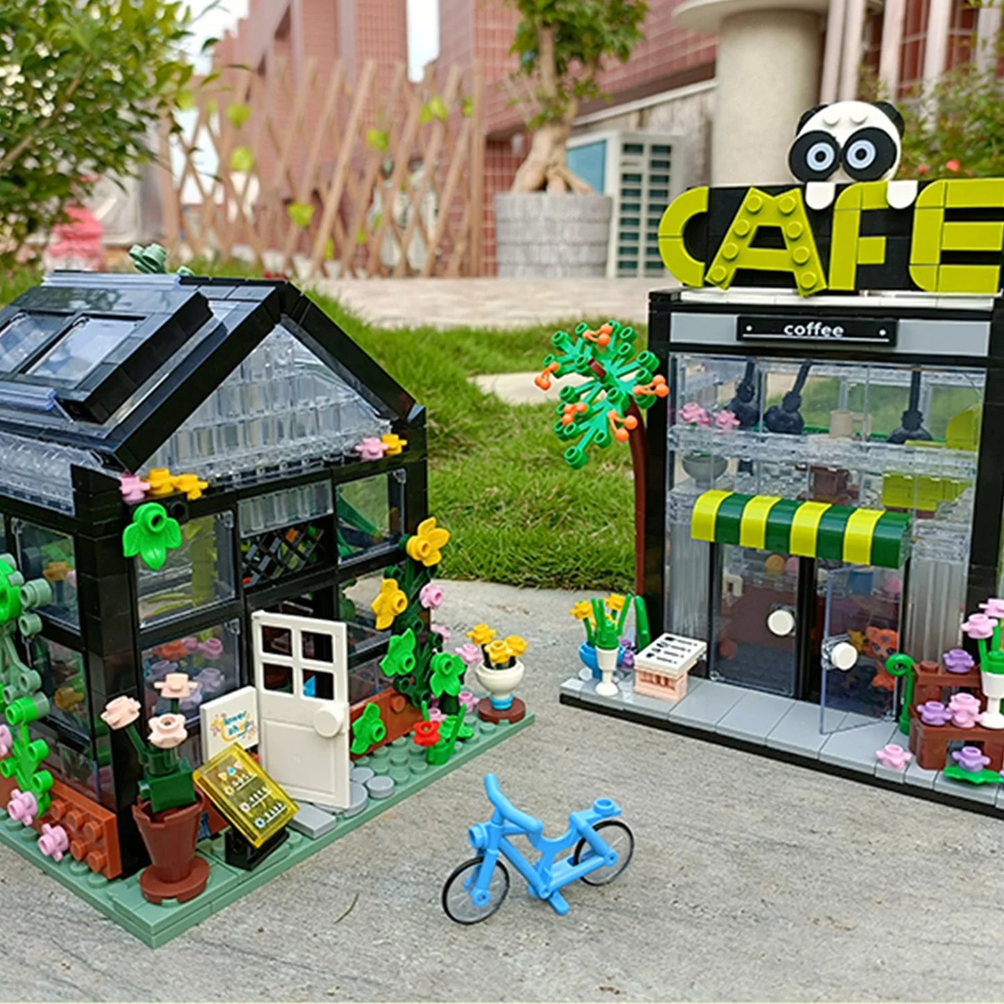 Light up Flower Cafe Shops Building Set Collection