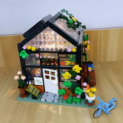 Light up Flower Cafe Shops Building Set Collection