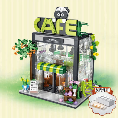 Light up Flower Cafe Shops Building Set Collection