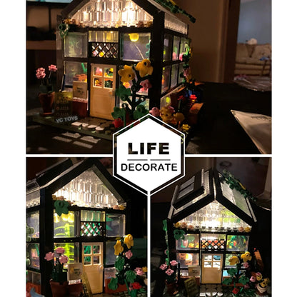 Light up Flower Cafe Shops Building Set Collection