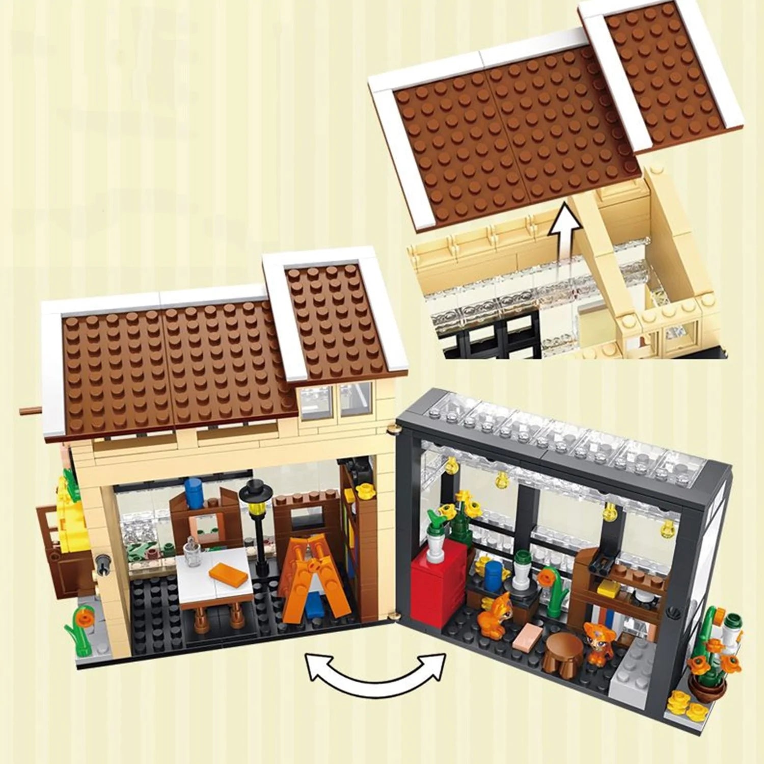 Light up Flower Cafe Shops Building Set Collection