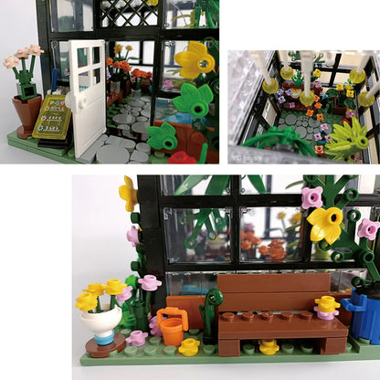 Light up Flower Cafe Shops Building Set Collection