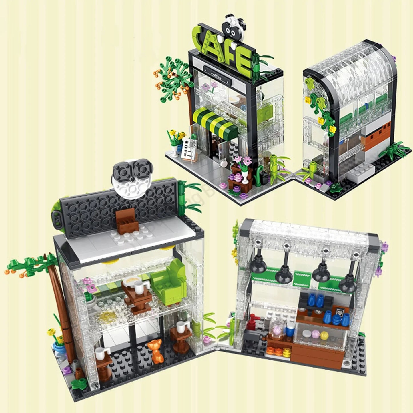 Light up Flower Cafe Shops Building Set Collection