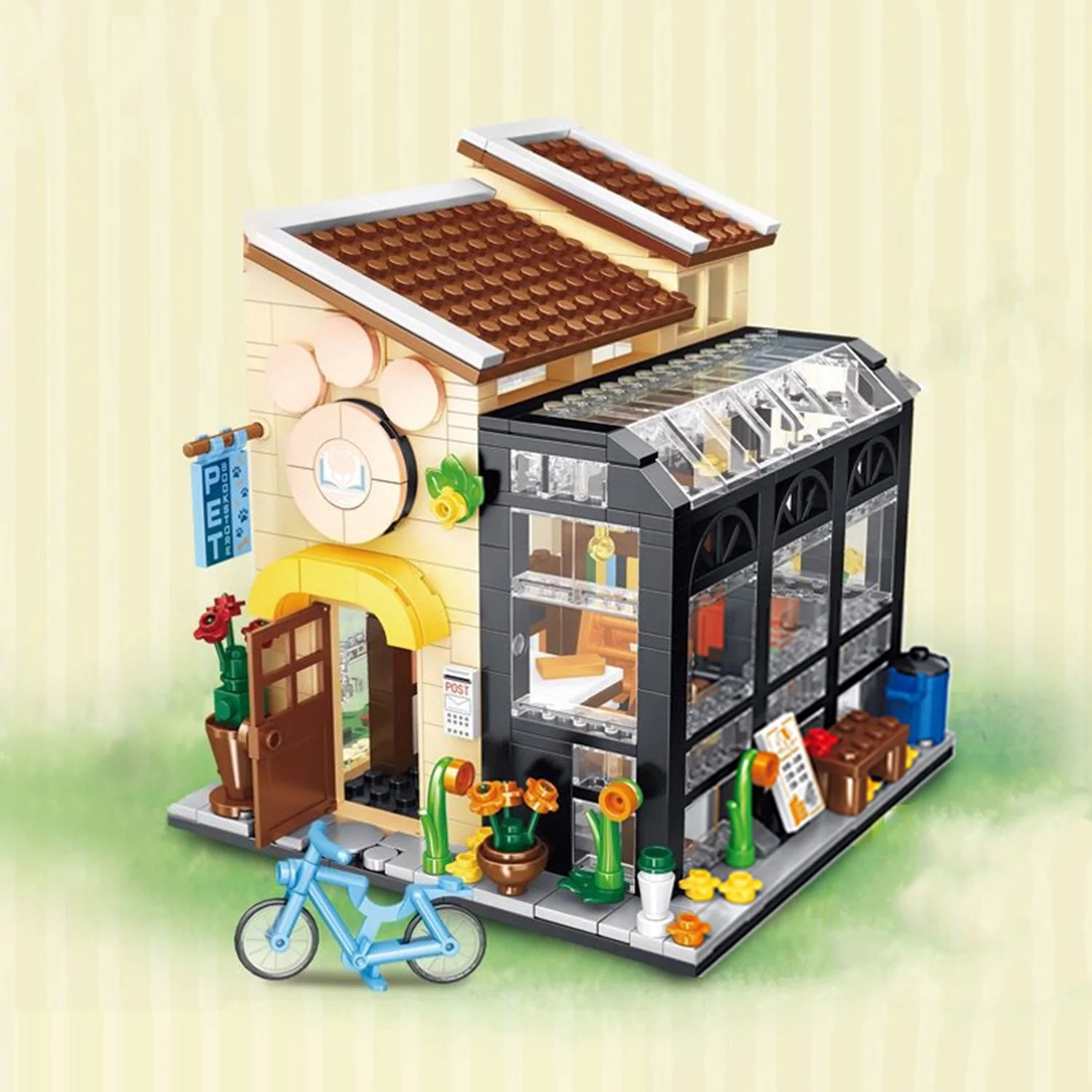 Light up Flower Cafe Shops Building Set Collection