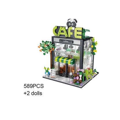 Light up Flower Cafe Shops Building Set Collection