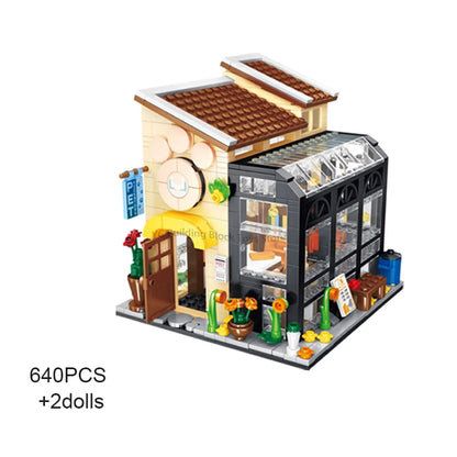 Light up Flower Cafe Shops Building Set Collection