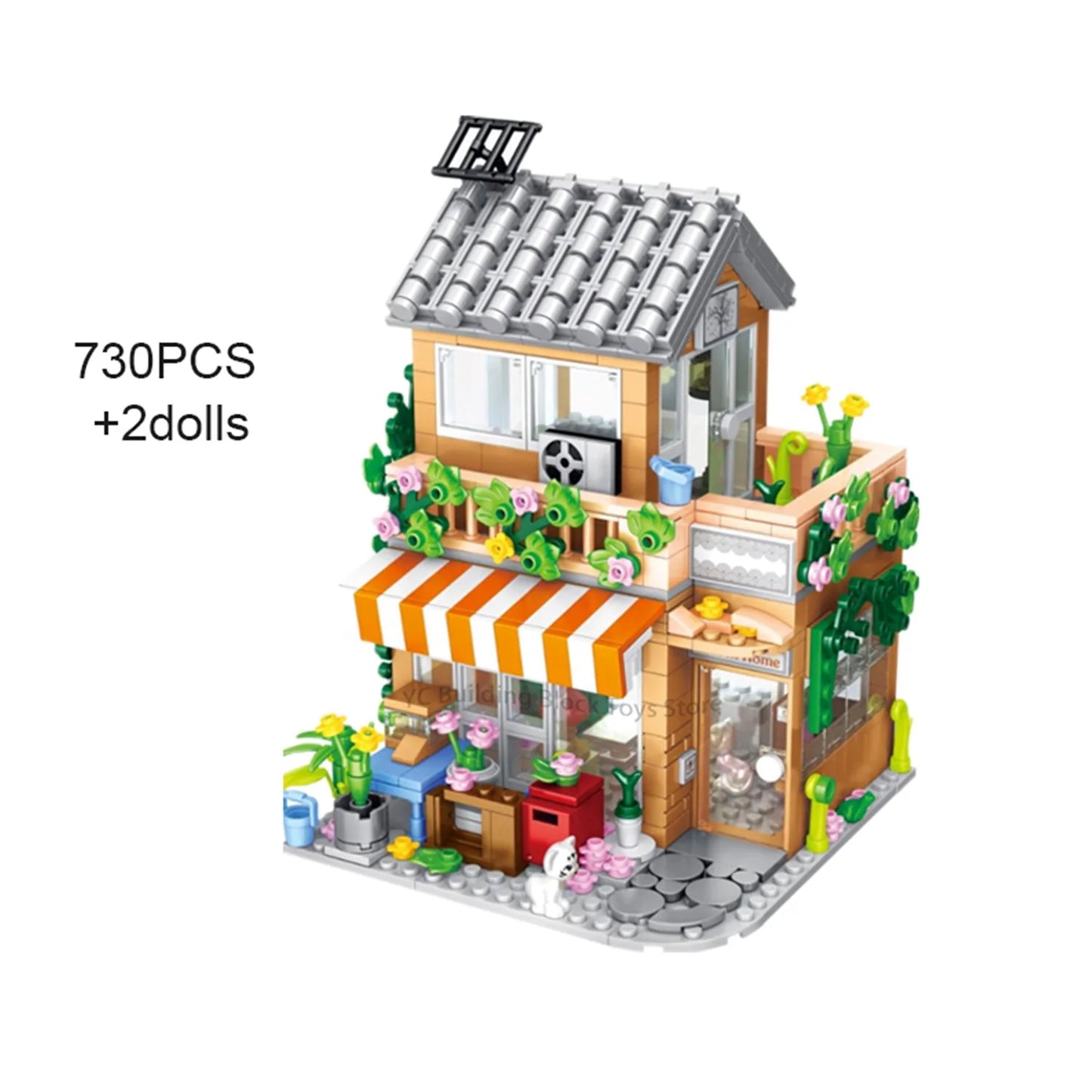 Light up Flower Cafe Shops Building Set Collection