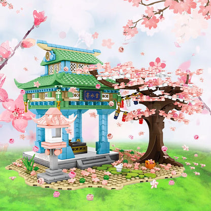 Light up Romantic Japanese Hakone Shrine with Sakura Tree