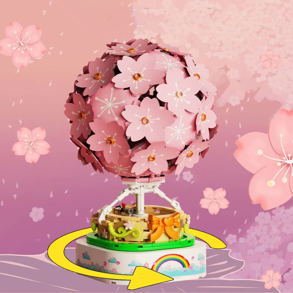 Light up Romantic Japanese Sakura Hot Air Balloon Music Box