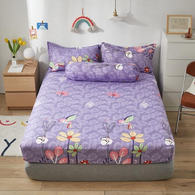 Lilac Purple Floral & Hummingbird Fitted Bedsheets
