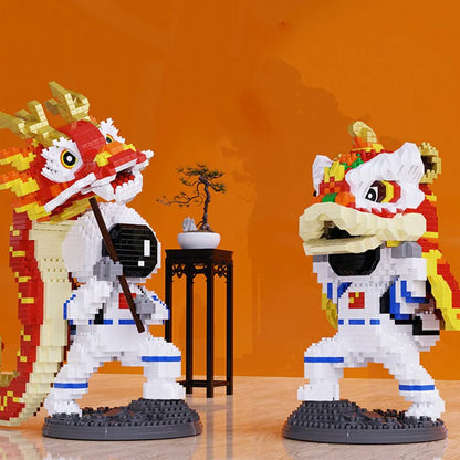 Lion & Dragon Dance Astronaut Nano Building Blocks
