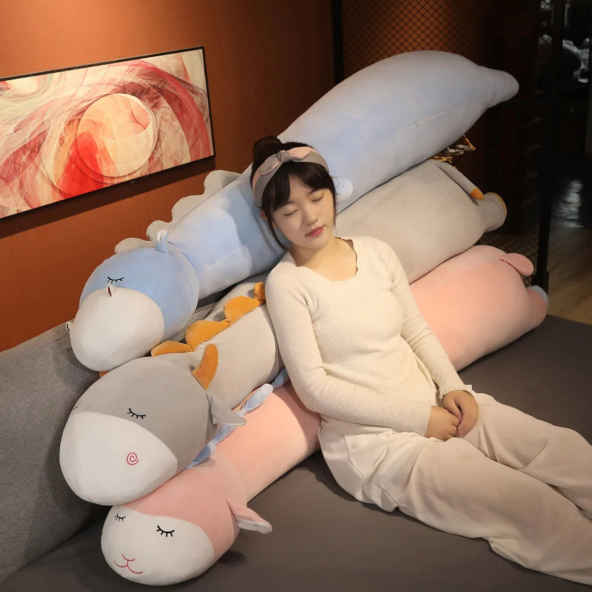 Long Cuddly Kawaii Hippo Cow Sheep Plushies