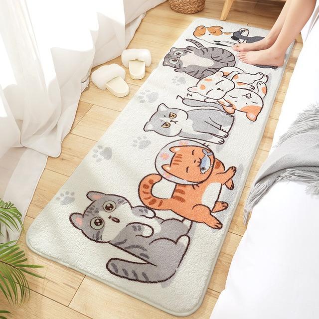 Long Fluffy Kawaii Kitty Cat Bedroom Rugs