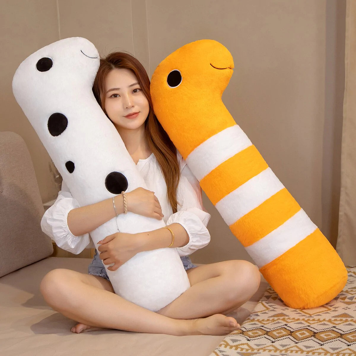 Long Ocean White Kawaii Orange Eel Plushies