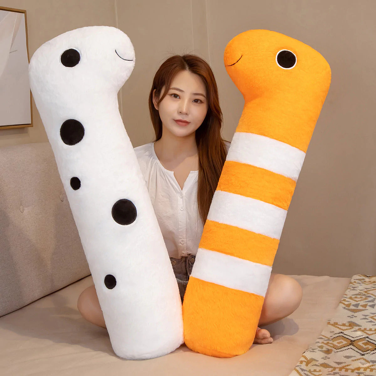 Long Ocean White Kawaii Orange Eel Plushies