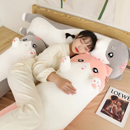 Long Snuggly Kawaii Pink Gray Cat Plushies
