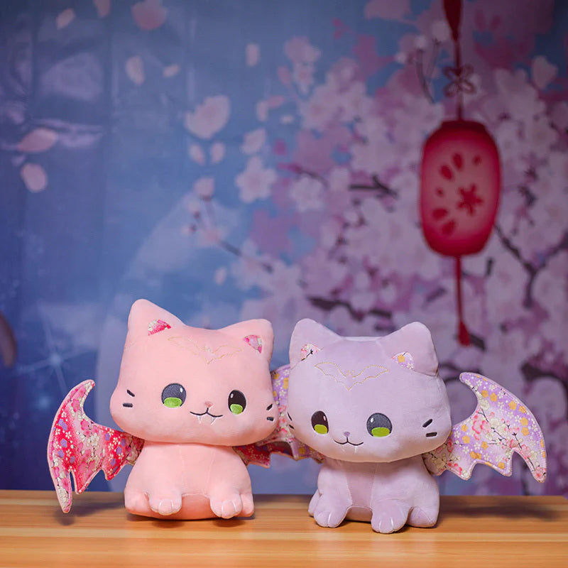 Luna & Solis the Kawaii Sakura Cats with Wings Plushies